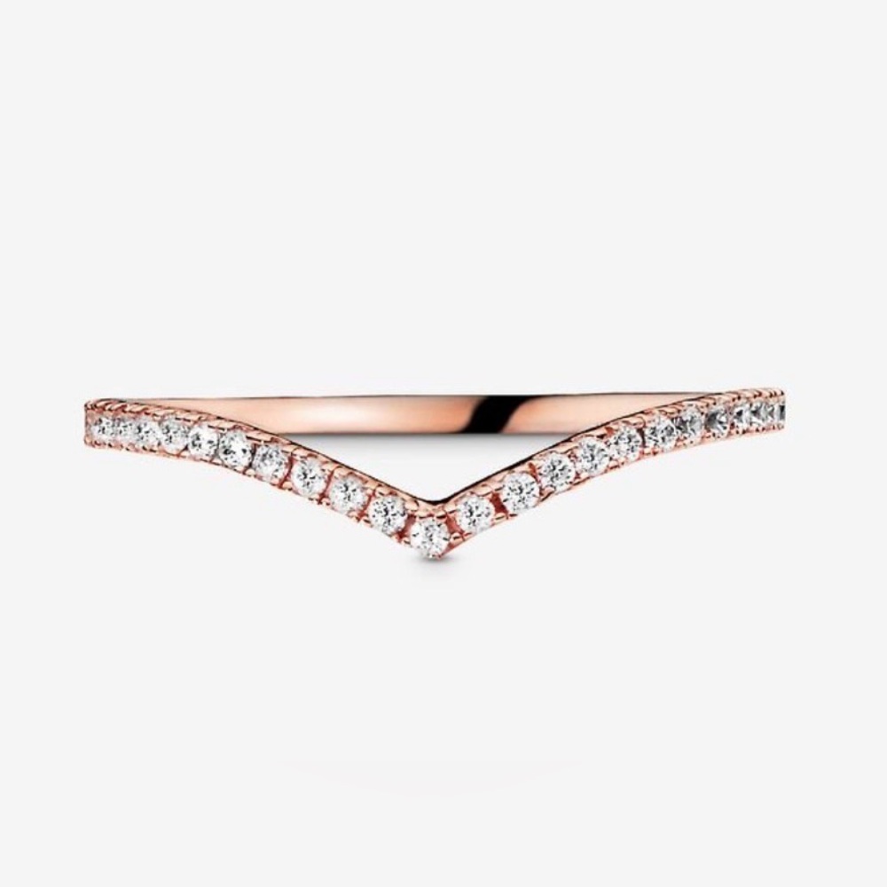 New Pandora Sparkling Wishbone Ring
- 14k rose gold plating